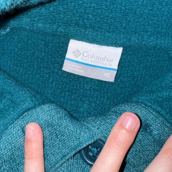 Columbia Teal 1/4 buttoned Knit Sweater size XS - Picture 4 of 5